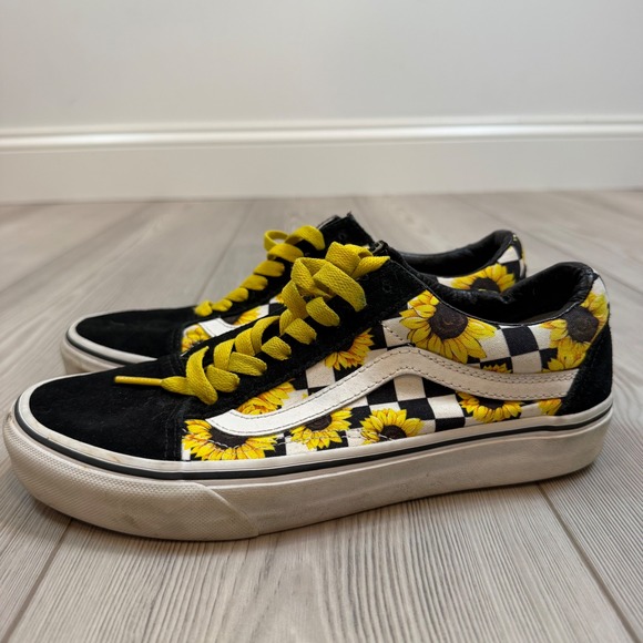 Vans Shoes - Vans Old Skool Customs Sunflower Checkerboard Sneakers Black Men 7 WMN 8.5